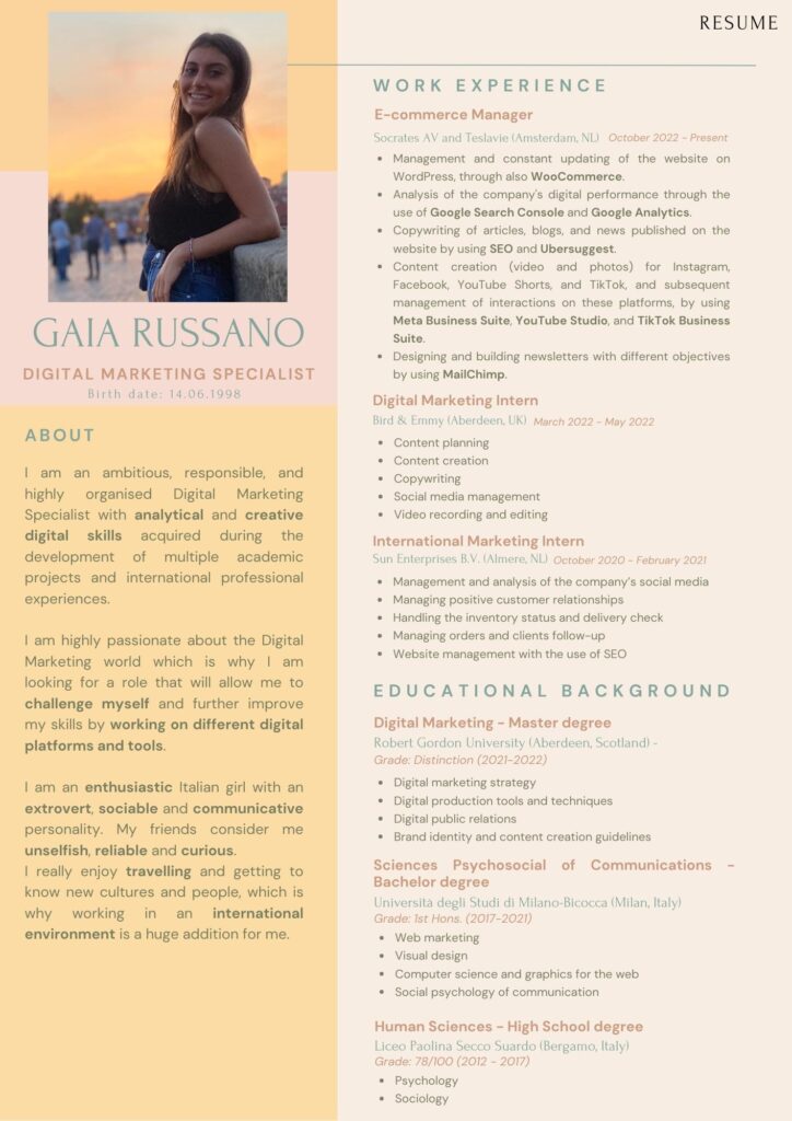 Gaia Russano curriculum vitae